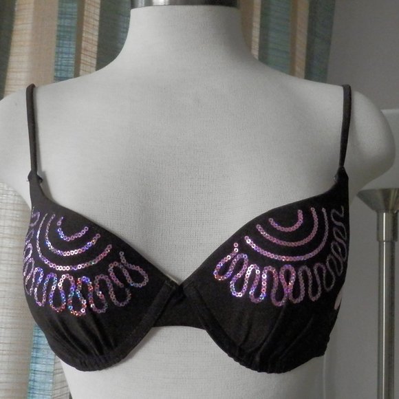 ROSA SECRET PINK  SEQUIN BROWN BIKINI TOP AND BOTTOM SET SIZE M NWT - Picture 2 of 3
